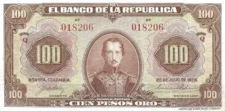 Colombia 100 Pesos Oro, 1928 image