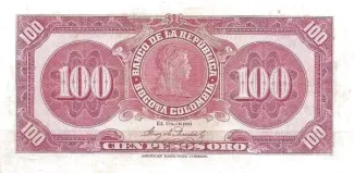 Colombia 100 Pesos Oro, 1928 reverse