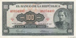 Colombia 100 Pesos Oro, 1967 image