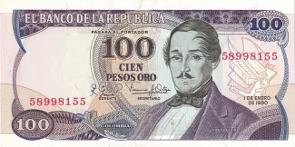 Colombia 100 Pesos Oro, 1980 image
