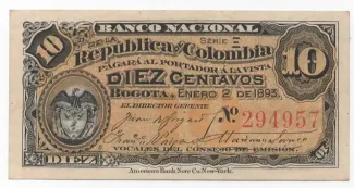 Colombia 10 Centavos, 1893 image