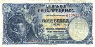 Colombia 10 Pesos Oro, 1927 image