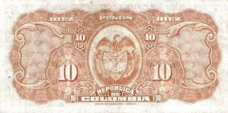 Colombia 10 Pesos Oro, 1938 reverse