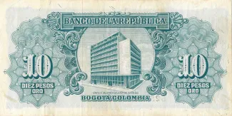 Colombia 10 Pesos Oro, 1953-1961 reverse