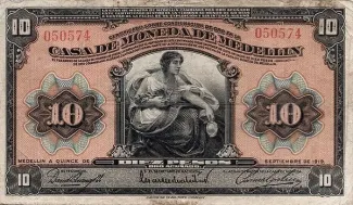Colombia 10 Pesos, 1923 image