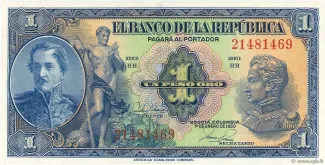 Colombia 1 Peso Oro, 1954 image