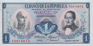 Colombia 1 Peso Oro, 1977 image