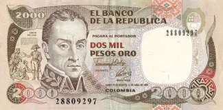 Colombia 2.000 Pesos Oro, 1992 image
