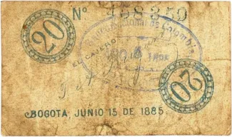 Colombia 20 Centavos, 1885 reverse