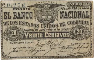 Colombia 20 Centavos, 1885 image
