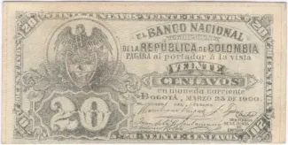 Colombia 20 Centavos, 1900 image