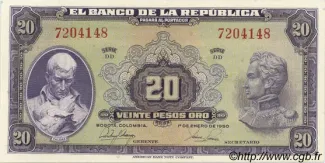 Colombia 20 Pesos Oro, 1963 image