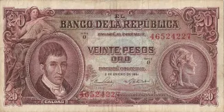Colombia 20 Pesos Oro, 1965 image