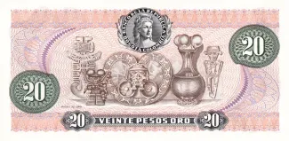 Colombia 20 Pesos Oro, 1966-1983 reverse