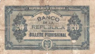 Colombia 20 Pesos, 1923 reverse
