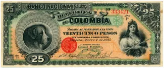 Colombia 25 Pesos, 1895 image