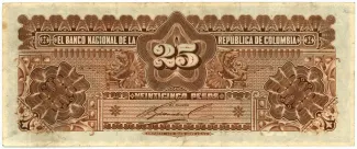 Colombia 25 Pesos, 1895 reverse