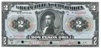 Colombia 2 Pesos Oro, 1915 image