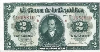 Colombia 2 Pesos Oro, 1923 image