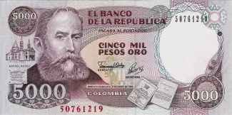 Colombia 5.000 Pesos Oro, 1993 image