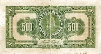 Colombia 500 Pesos Oro, 1923 reverse