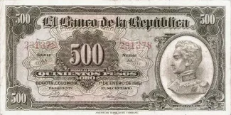 Colombia 500 Pesos Oro, 1953 image