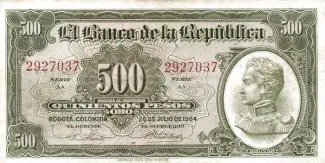 Colombia 500 Pesos Oro, 1964 image