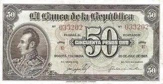 Colombia 50 Pesos Oro, 1923 image