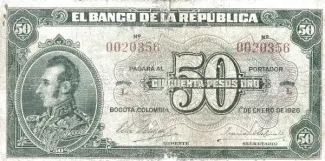 Colombia 50 Pesos Oro, 1928 image