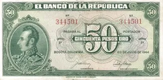 Colombia 50 Pesos Oro, 1958 image