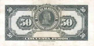 Colombia 50 Pesos Oro, 1944-1958 reverse