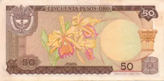 Colombia 50 Pesos Oro, 1969-1970 reverse