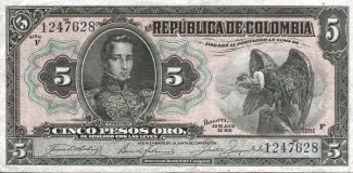 Colombia 5 Pesos Oro, 1915 image