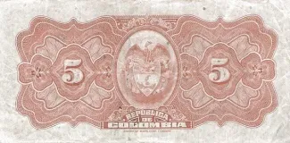 Colombia 5 Pesos Oro, 1915 reverse