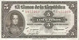Colombia 5 Pesos Oro, 1923 image