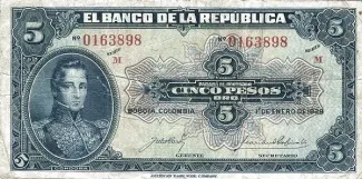 Colombia 5 Pesos Oro, 1928 image