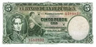 Colombia 5 Pesos Oro, 1927 image