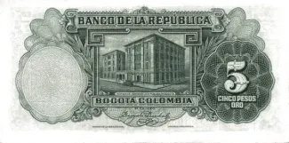 Colombia 5 Pesos Oro, 1927 reverse