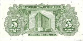 Colombia 5 Pesos Oro, 1960 reverse
