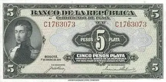 Colombia 5 Pesos Plata, 1941 image