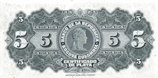 Colombia 5 Pesos Plata, 1941 reverse