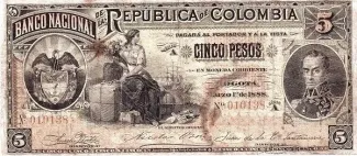 Colombia 5 Pesos, 1895 image