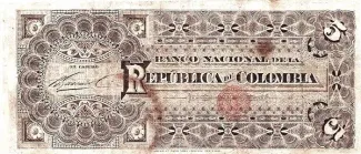 Colombia 5 Pesos, 1888-1895 reverse