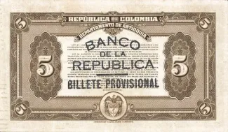 Colombia 5 Pesos, 1923 reverse