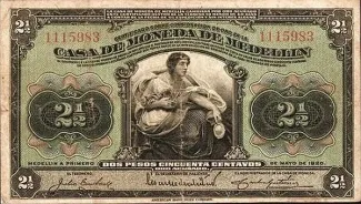 Colombia 2.5 Pesos, 1923 image