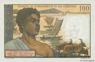 Comoro Islands 100 Francs, 1960-1963 reverse