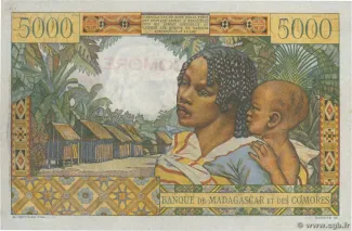 Comoro Islands 5.000 Francs, 1960-1963 reverse