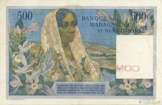 Comoro Islands 500 Francs, 1960-1963 reverse