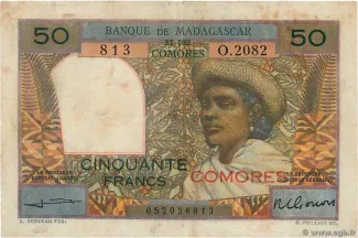 Comoro Islands 50 Francs, 1969 image