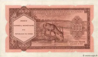 Republic of the Congo (Léopoldville) 1.000 Francs, 1962 reverse